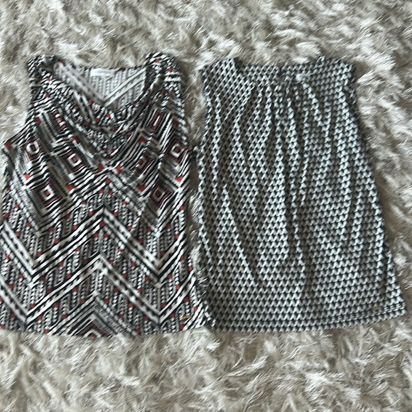 (2) Calvin Klein Sleeveless Blouses Woman Size Small White and Black abstract - Picture 4 of 8